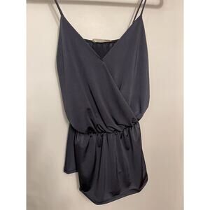 Sexy Satin Slip Blouse With Elastic Waist Mikey And Joey Size M Dark Gray Y2K